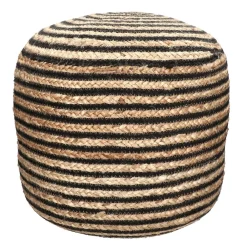 Pomax Coussins De Sol | Coussins-BOMBAY - pouf - jute / coton - DIA 45 x H 45 cm - naturel/noir
