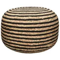 Pomax Coussins De Sol | Coussins-BOMBAY - pouf - jute / coton - DIA 50 x H 35 cm - naturel/noir