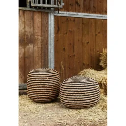 Pomax Coussins De Sol | Coussins-BOMBAY - pouf - jute / coton - DIA 50 x H 35 cm - naturel/noir