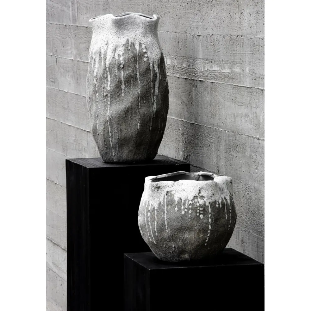 Pomax Vases-BOUSQ - vase - grès - L 27,5 x W 26 x H 22 cm - blanc