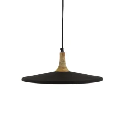 Pomax Suspensions-BRAMPTON - lampe suspendue - métal / bois de manguier - DIA 40 x H 13 cm - noir