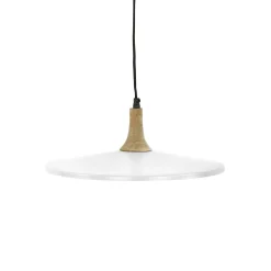 Pomax Suspensions-BRAMPTON - lampe suspendue - métal / bois de manguier - DIA 40 x H 13 cm - blanc
