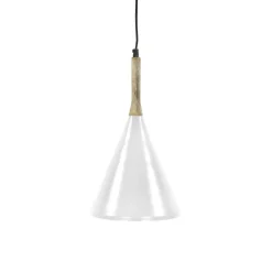 Pomax Suspensions-BRAMPTON - lampe suspendue - métal / bois de manguier - DIA 25 x H 42 cm - blanc