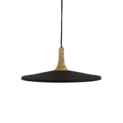 Pomax Suspensions-BRAMPTON - lampe suspendue - métal / bois de manguier - DIA 40 x H 13 cm - noir
