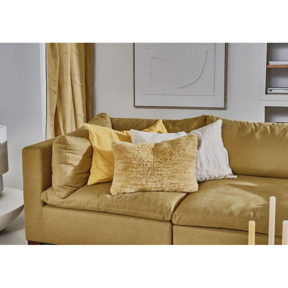 Pomax Coussins-BRINDISI - coussin - laine / jute - L 60 x W 40 cm - ocre