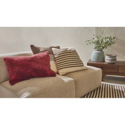 Pomax Coussins-BRINDISI - coussin - laine / jute - L 60 x W 40 cm - aubergine