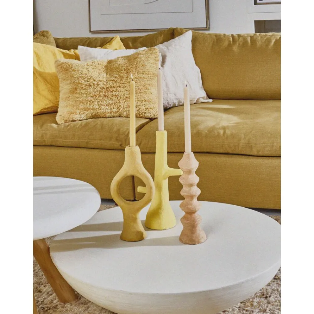 Pomax Coussins-BRINDISI - coussin - laine / jute - L 60 x W 40 cm - ocre