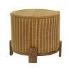 Pomax Poufs-BRINDISI - pouf - bois d'acacia / jute - DIA 52 x H 42 cm - ocre