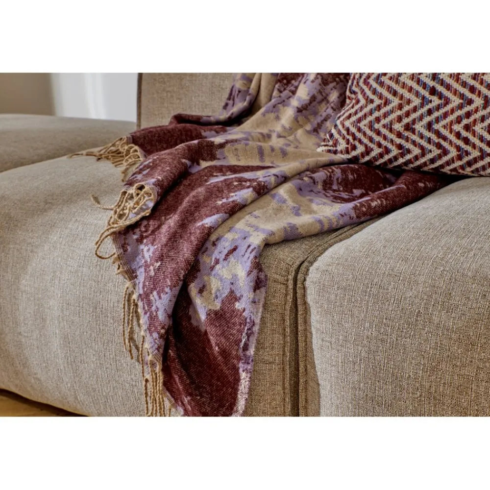 Pomax Plaids-BURRASCA - plaid - acrylique / polyester - L 160 x W 160 cm - figue