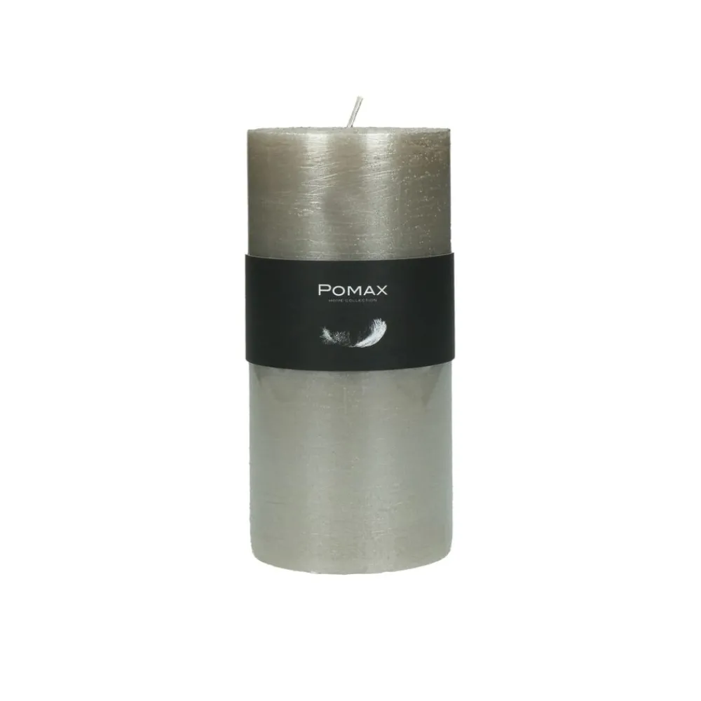 Pomax Bougies-CANDLE - bougie - cire de paraffine - DIA 7 x H 14 cm - argent
