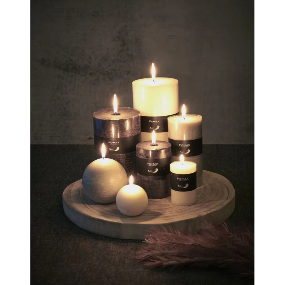 Pomax Bougies-CANDLE - bougie - cire de paraffine - DIA 5 x H 8 cm - lin