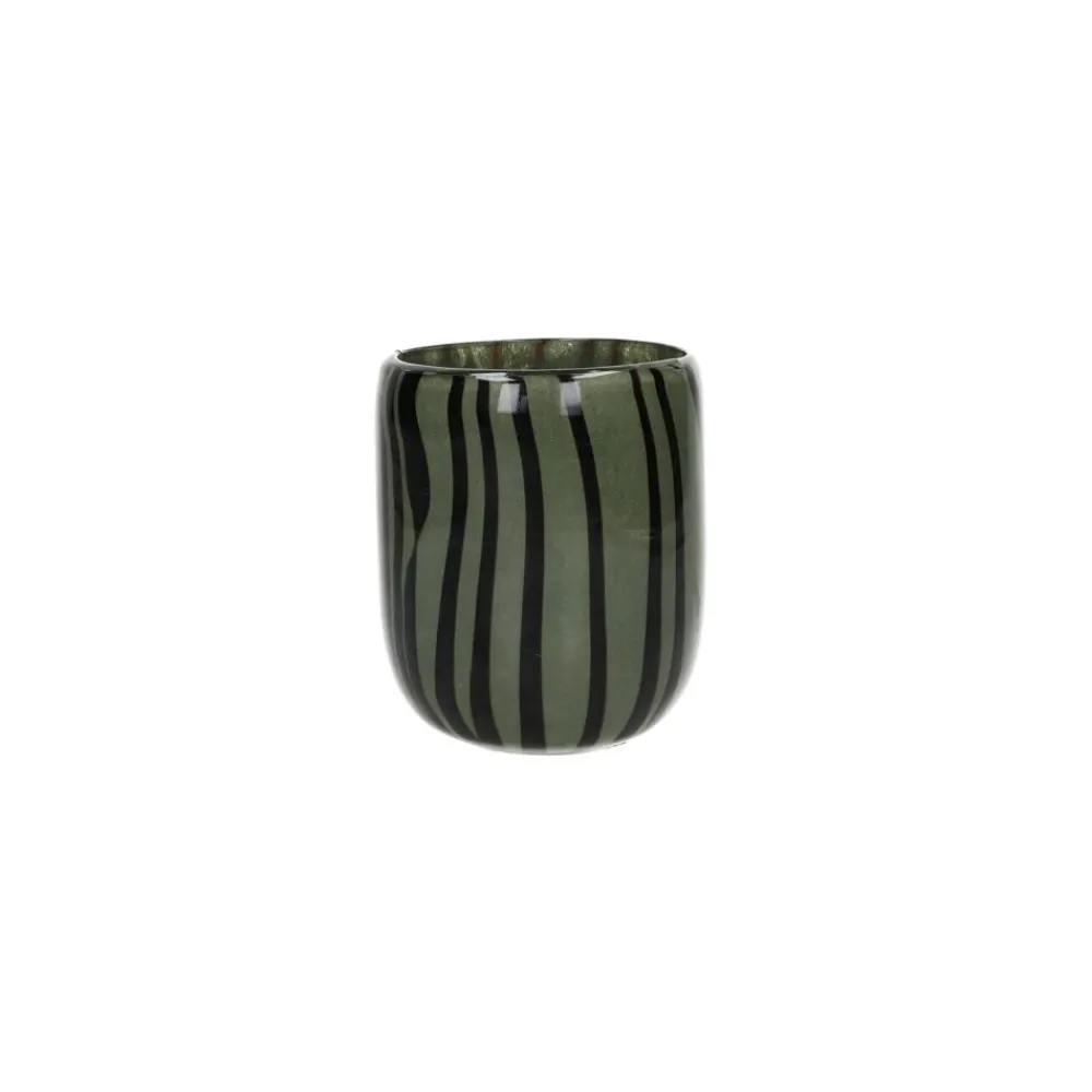 Pomax Photophores / T-lights-CANNES - vase/photophore - verre - DIA 9 x H 11 cm - kaki