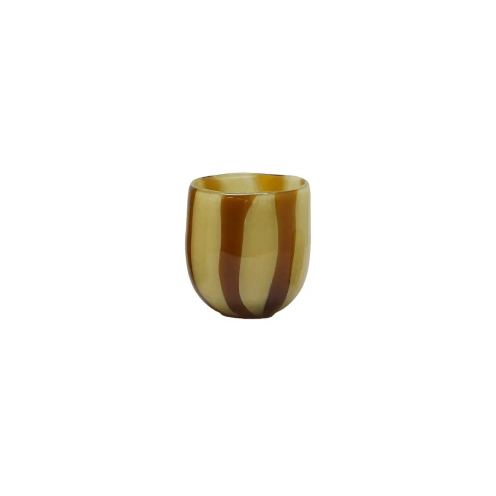 Pomax Photophores / T-lights-CANNES - vase/photophore - verre - DIA 13 x H 14,5 cm - ambre