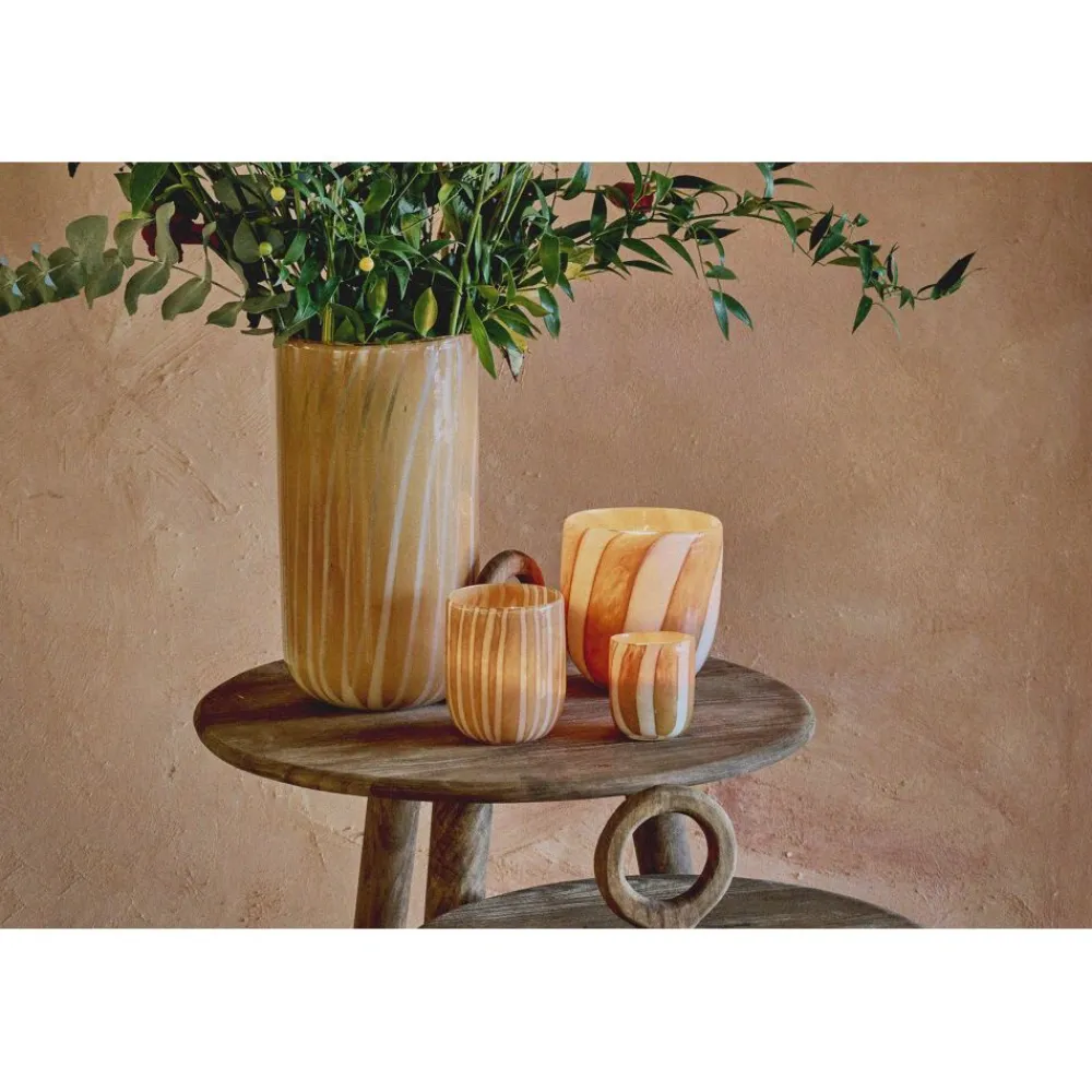 Pomax Photophores / T-lights-CANNES - vase/photophore - verre - DIA 7 x H 8 cm - jaune