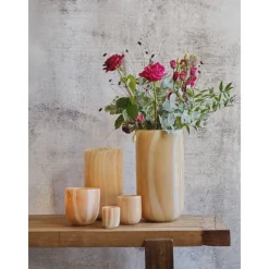Pomax Photophores / T-lights-CANNES - vase/photophore - verre - DIA 7 x H 8 cm - ivoire