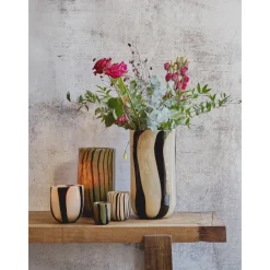 Pomax Photophores / T-lights-CANNES - vase/photophore - verre - DIA 13 x H 14,5 cm - ivoire