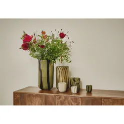 Pomax Photophores / T-lights-CANNES - vase/photophore - verre - DIA 7 x H 8 cm - kaki