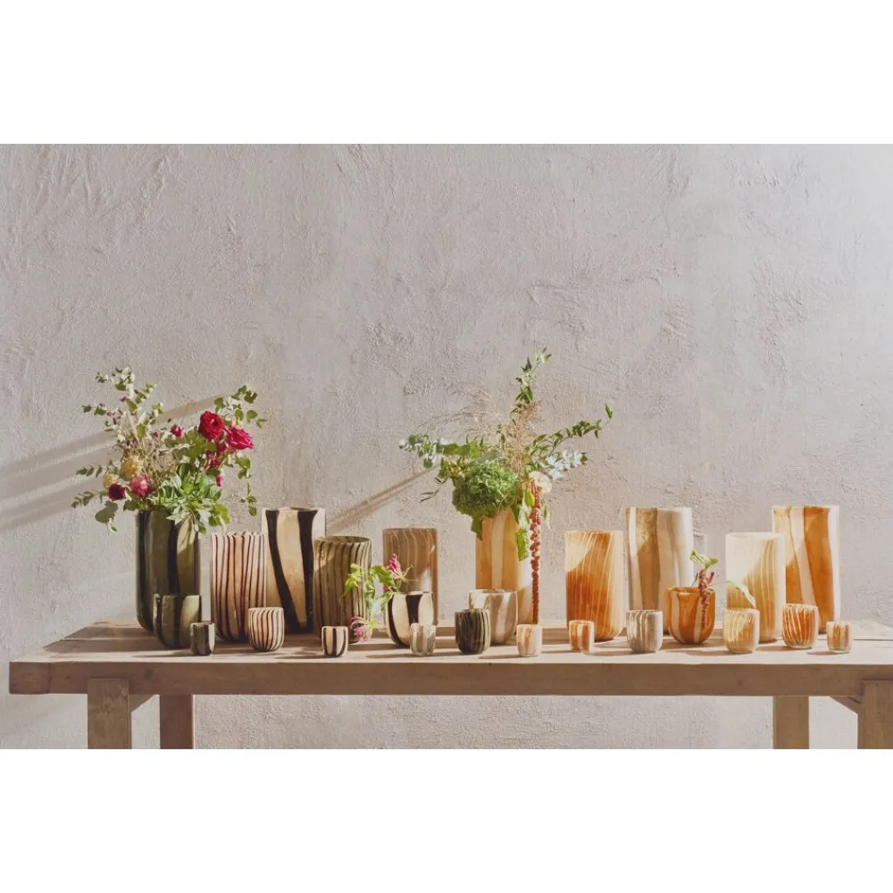 Pomax Photophores / T-lights-CANNES - vase/photophore - verre - DIA 9 x H 11 cm - ivoire