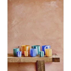 Pomax Photophores / T-lights-CANNES - vase/photophore - verre - DIA 7 x H 8 cm - aqua