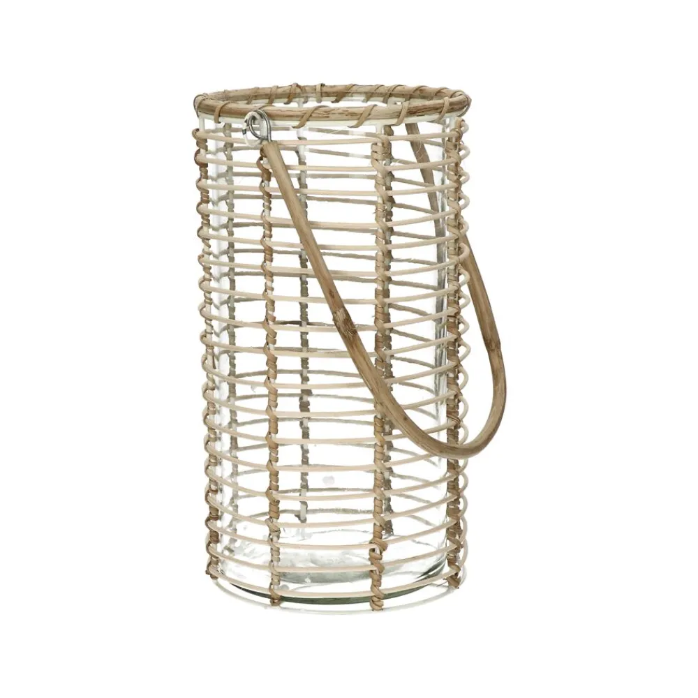 Pomax Lanternes-CANTALOUPE - lanterne - verre / bambou - DIA 16 x H 29 cm - naturel