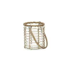 Pomax Lanternes-CANTALOUPE - lanterne - verre / bambou - DIA 11 x H 14 cm - naturel