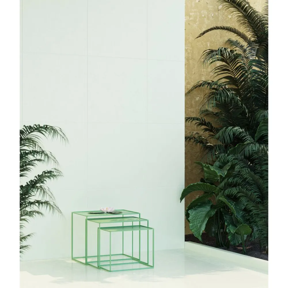 Pomax Tables Basses | Tables-CENTURY - set/3 tables basses/d'appoint - métal - L 44/50/56 x W 23/27/31 x H 35/41/45 cm - vert