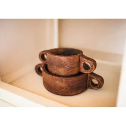 Pomax Bols & Paniers-CHANELLE - bol - bois de mangier - L 21,5 x W 12 x H 7 cm - noyer