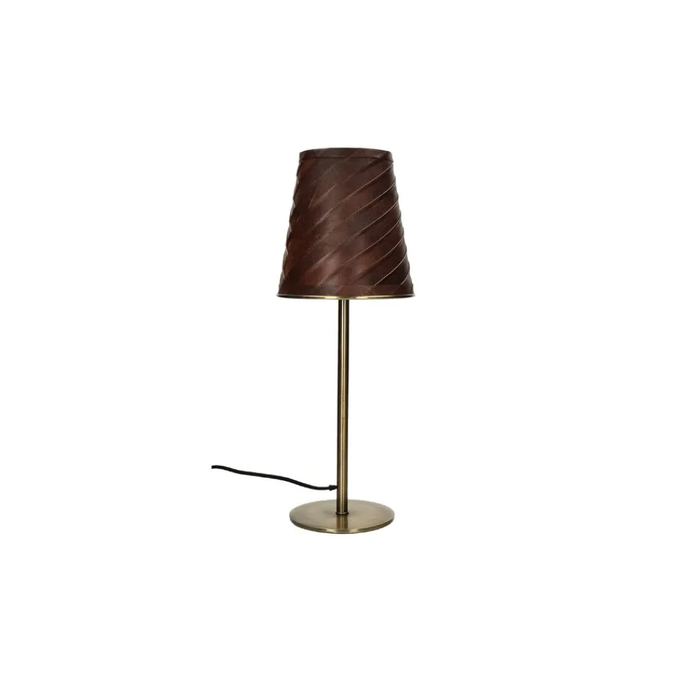 Pomax Lampes De Table-CINETTE - lampe de table - métal / cuir - DIA 19 x H 51 cm - chocolat