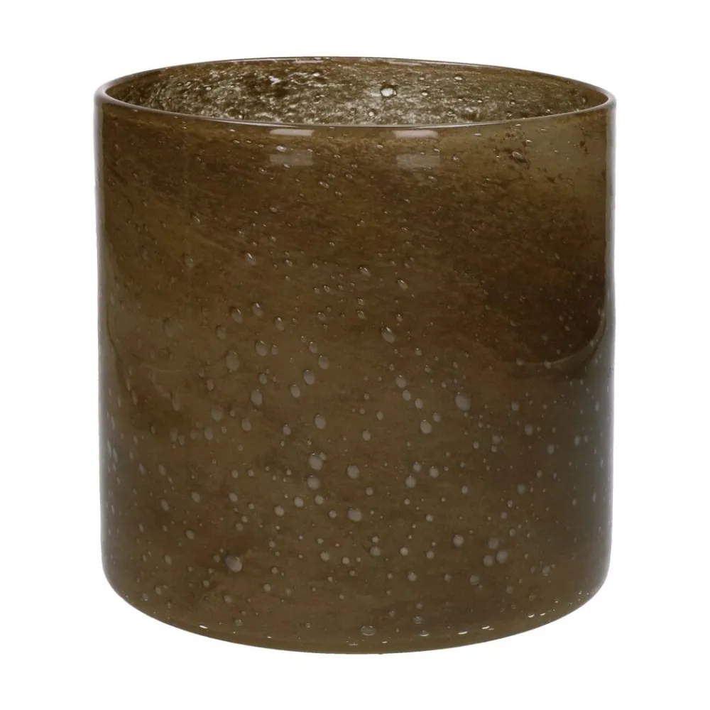 Pomax Photophores / T-lights-CITRIEN - photophore/vase - verre - DIA 20 x H 20 cm - kaki