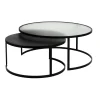 Pomax Tables Basses | Tables-CLAUDIA - set/2 tables basses - métal / verre - DIA 60/80 x H 30/35 cm - noir