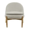 Pomax Canapés-COCOON - chaise relax - bouclé / bois d'hévéa - L 62,5 x W 70,5 x H 72,5 cm - blanc cassé