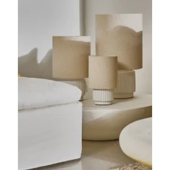 Pomax Lampes De Table-CORDOBA - lampe de table - terracotta / tissu - DIA 32,5 cm x H 56,5 cm - blanc