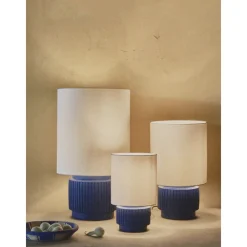 Pomax Lampes De Table-CORDOBA - lampe de table - terracotta / lin - DIA 18 x H 31 cm - bleu