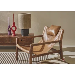 Pomax Lampes De Table-CORDOBA - lampe de table - terracotta / jute - DIA 18 x H 30 cm - noir