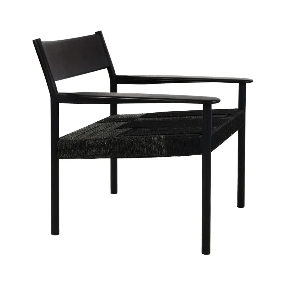Pomax Canapés-CULLINAN - chaise relax - bois de mangier / jonc de mer - L 66,5 x W 72,5 x H 74 cm - noir