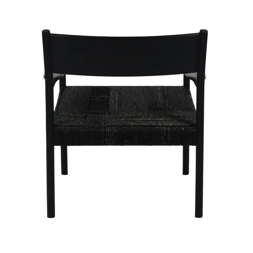Pomax Canapés-CULLINAN - chaise relax - bois de mangier / jonc de mer - L 66,5 x W 72,5 x H 74 cm - noir