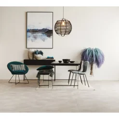 Pomax Chaises-DAIA - chaise - velours / métal - L 53 x W 49 x H 80 cm - gris vert