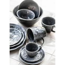 Pomax Vaisselle-DAKOTA - assiette à dessert - porcelaine - DIA 21 x H 2,6 cm - gris