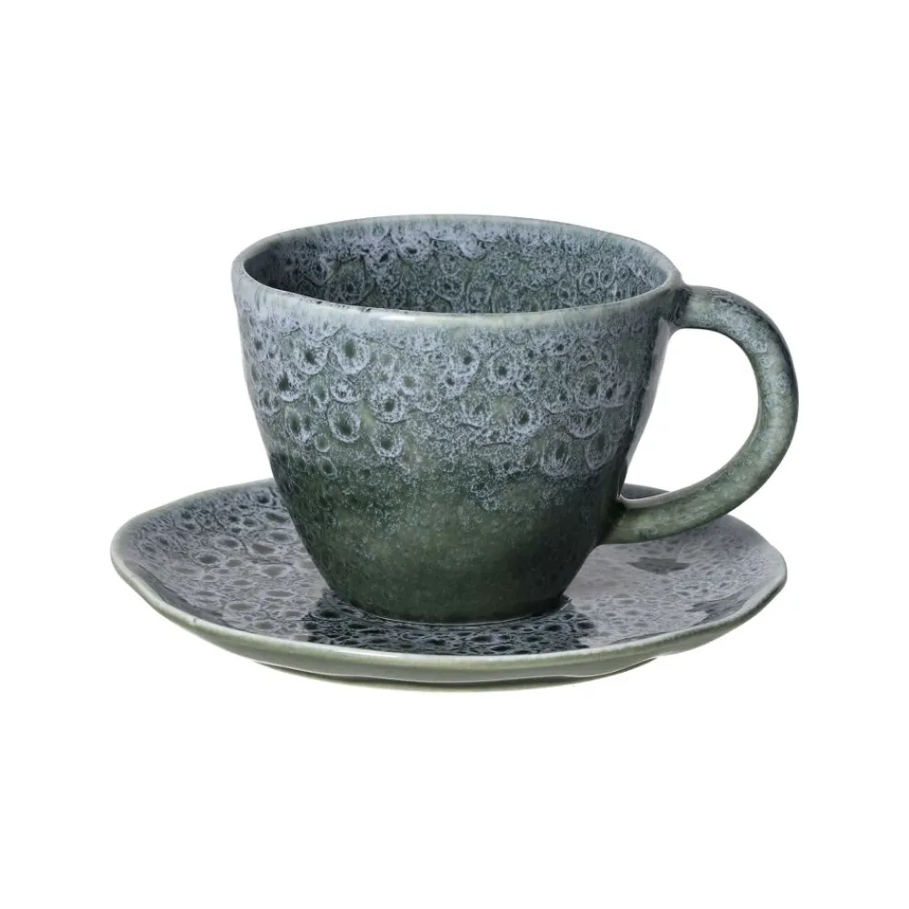 Pomax Vaisselle-DAKOTA - tasse à expresso & soucoupe - porcelaine - L 12 x W 11,8 x H 6,3 cm - gris