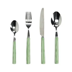 Pomax Couverts-DALI - set/16 couverts 18/0 - acier inoxidable / porcelain - vert