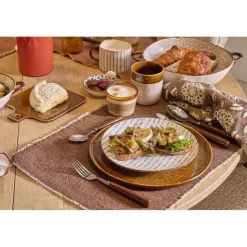 Pomax Couverts-DALI - set/16 couverts 18/0 - acier inoxidable / porcelain - brun