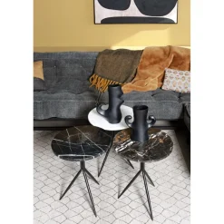Pomax Tables Basses | Tables-DANA - table d'appoint - marbre / métal - DIA 40 x H 47 cm - brun