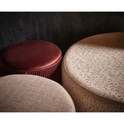 Pomax Poufs-DELILAH - pouf - polyester - DIA 80 x H 35 cm - rose clair