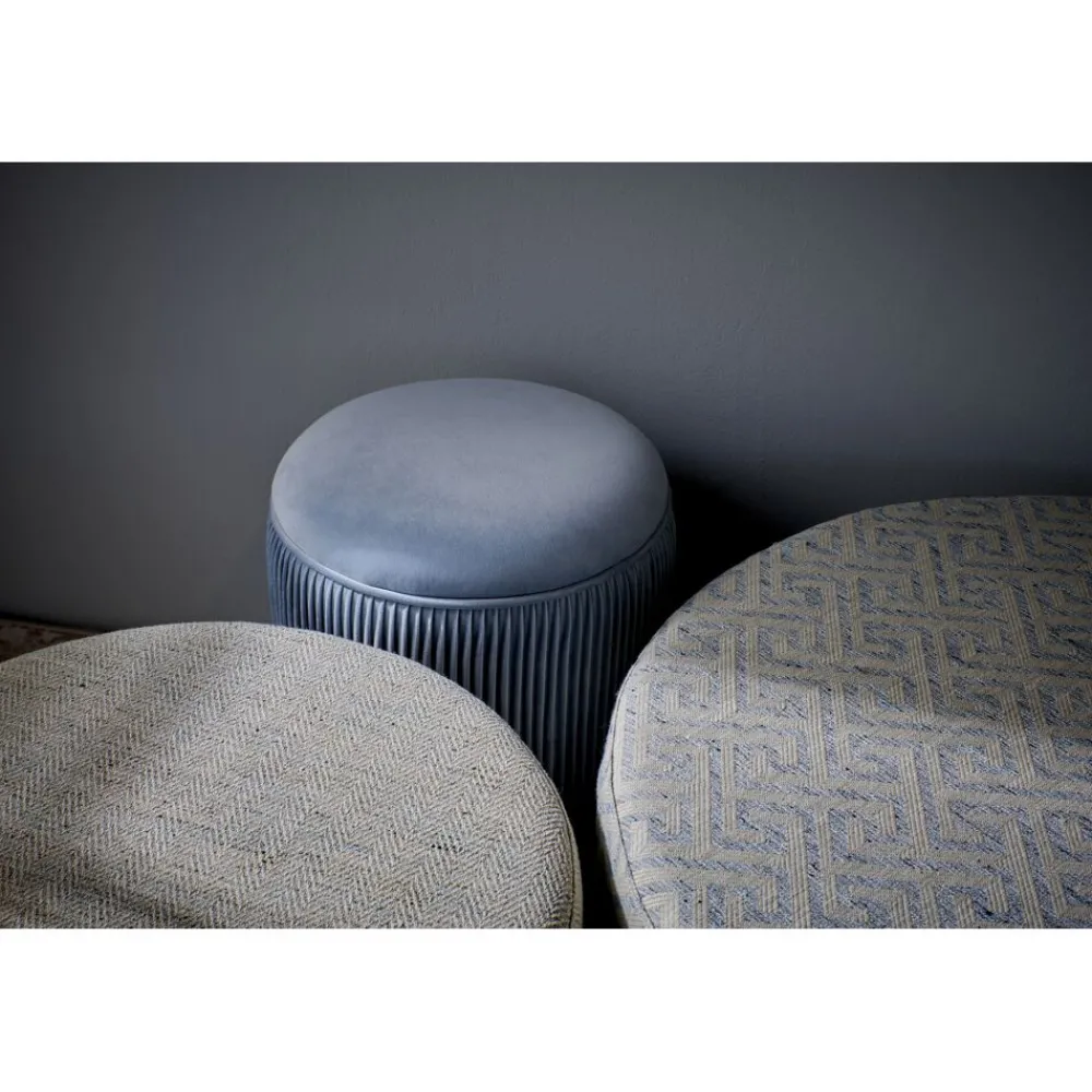Pomax Poufs-DELILAH - pouf - polyester - DIA 80 x H 35 cm - bleu claire