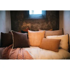 Pomax Coussins-DIMARO - coussin - lin / coton - L 50 x W 50 cm - sable