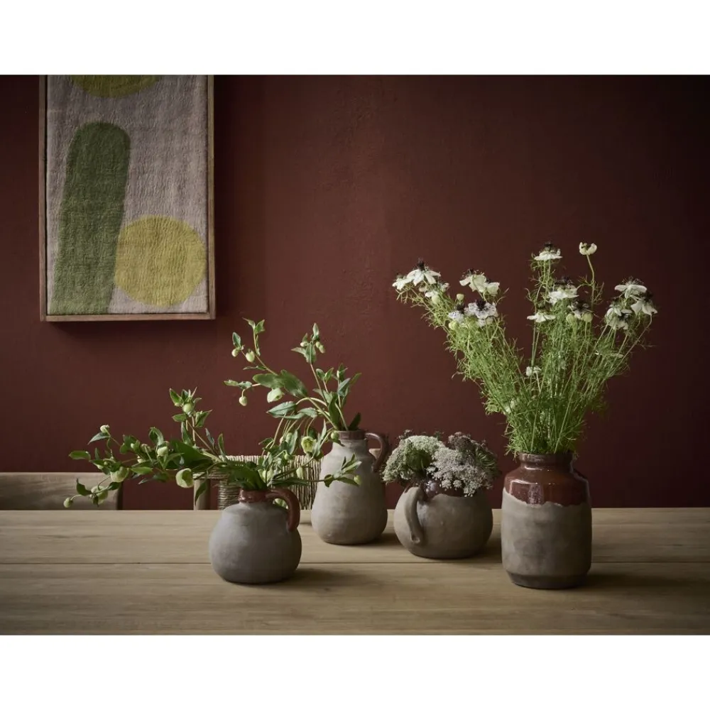 Pomax Vases-EARTH - vase - terracotta - DIA 14 x H 14 cm - chocolat