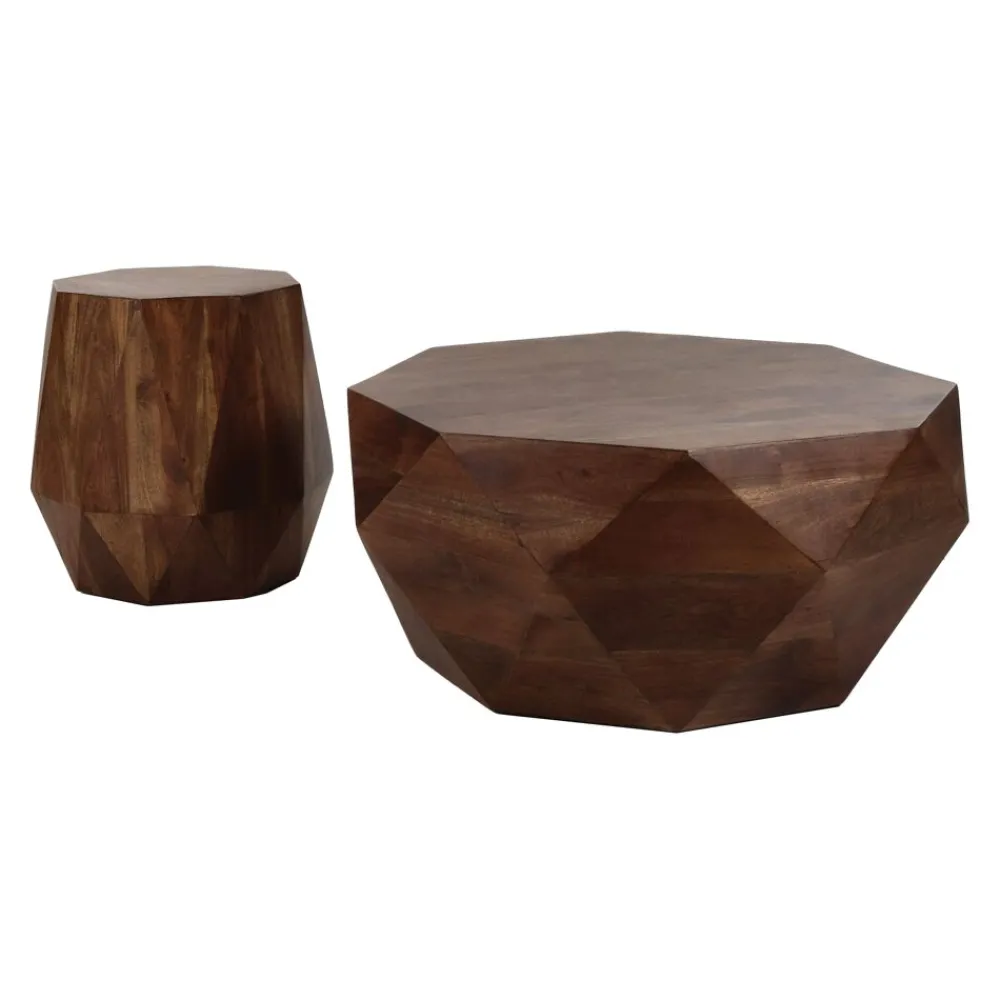 Pomax Tables Basses | Tables-EDENBURG - table basse - bois d'acacia - L 80 x W 80 x H 35 cm - brun