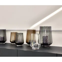 Pomax Photophores / T-lights-ELYZA - photophore/vase - verre - DIA 20 x H 30 cm - ambre