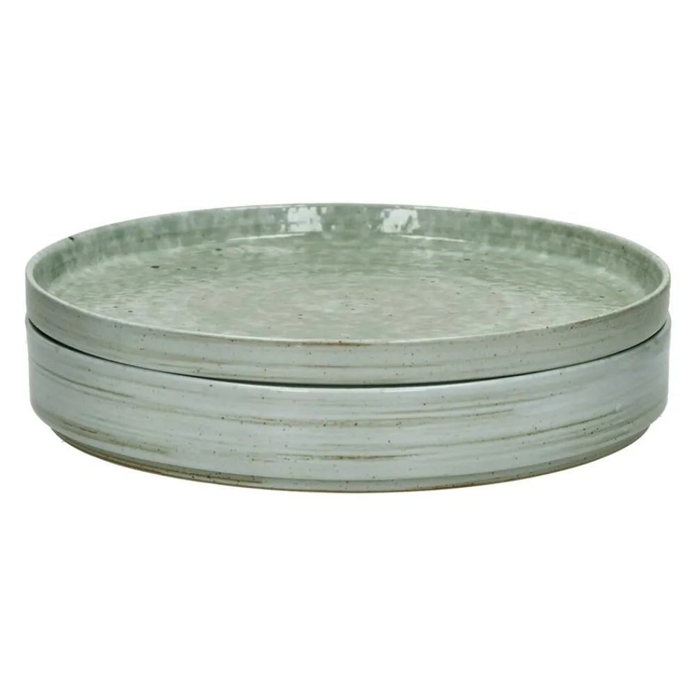 Pomax Vaisselle-EPICES - assiette plate - porcelaine - DIA 27 x H 2,6 cm - vert foncé
