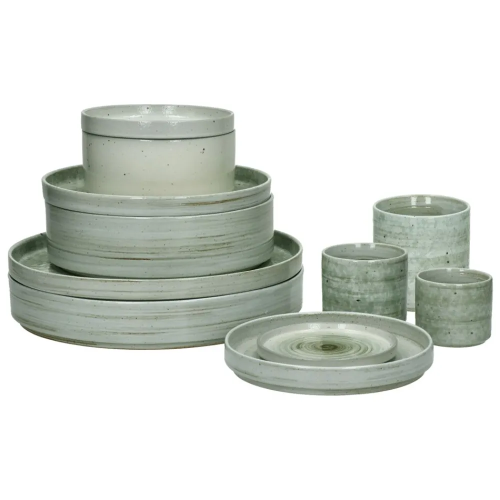 Pomax Vaisselle-EPICES - assiette plate - porcelaine - DIA 27 x H 2,6 cm - vert foncé